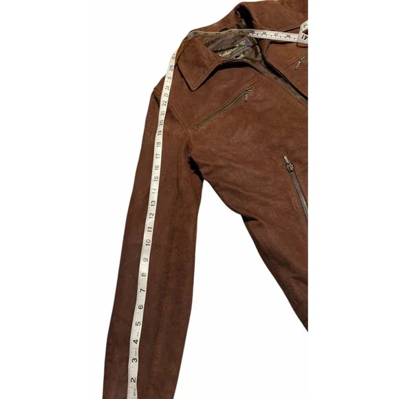 Timberland Rugged Durable 100% Genuine Leather Jacket Men's Size Small Tan Brown